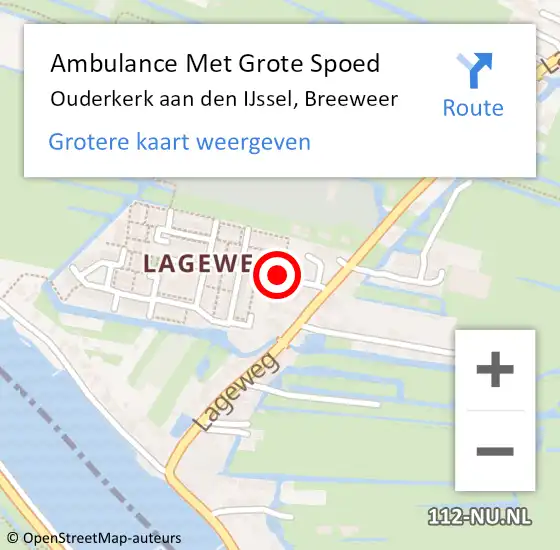 Locatie op kaart van de 112 melding: Ambulance Met Grote Spoed Naar Ouderkerk aan den IJssel, Breeweer op 25 december 2021 23:29