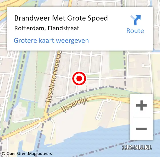 Locatie op kaart van de 112 melding: Brandweer Met Grote Spoed Naar Rotterdam, Elandstraat op 25 december 2021 23:50