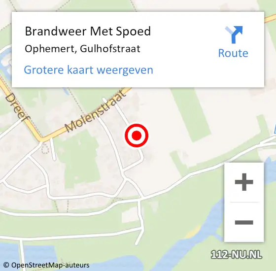 Locatie op kaart van de 112 melding: Brandweer Met Spoed Naar Ophemert, Gulhofstraat op 26 december 2021 00:12