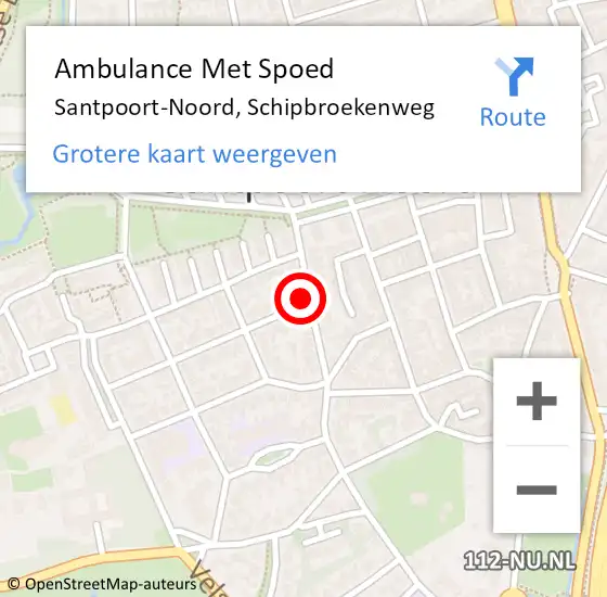 Locatie op kaart van de 112 melding: Ambulance Met Spoed Naar Santpoort-Noord, Schipbroekenweg op 26 december 2021 00:19