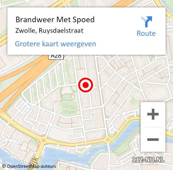 Locatie op kaart van de 112 melding: Brandweer Met Spoed Naar Zwolle, Ruysdaelstraat op 26 december 2021 00:29