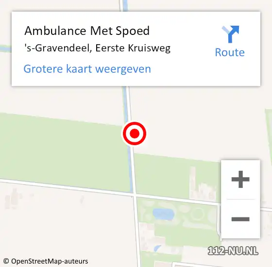 Locatie op kaart van de 112 melding: Ambulance Met Spoed Naar 's-Gravendeel, Eerste Kruisweg op 26 december 2021 00:40