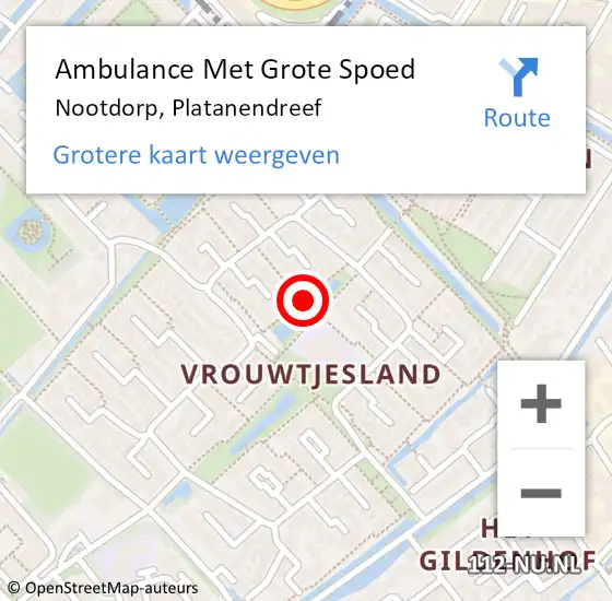 Locatie op kaart van de 112 melding: Ambulance Met Grote Spoed Naar Nootdorp, Platanendreef op 26 december 2021 00:46