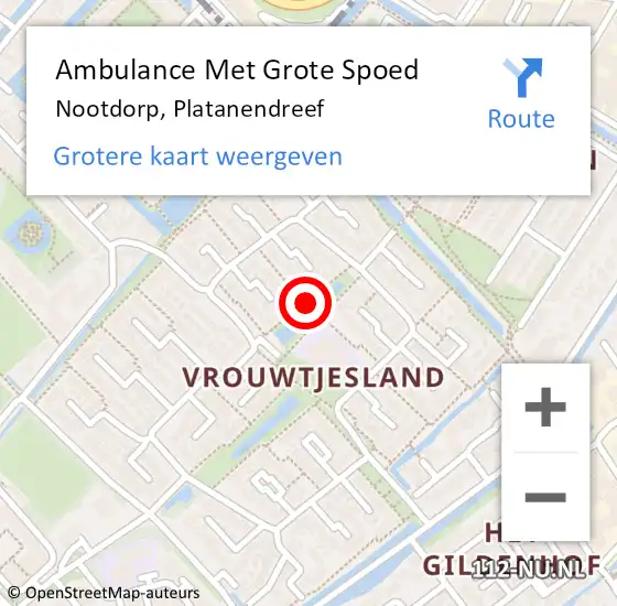 Locatie op kaart van de 112 melding: Ambulance Met Grote Spoed Naar Nootdorp, Platanendreef op 26 december 2021 00:47