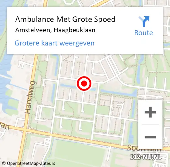 Locatie op kaart van de 112 melding: Ambulance Met Grote Spoed Naar Amstelveen, Haagbeuklaan op 26 december 2021 01:05