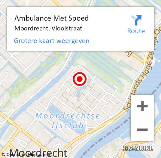 Locatie op kaart van de 112 melding: Ambulance Met Spoed Naar Moordrecht, Vioolstraat op 26 december 2021 01:16