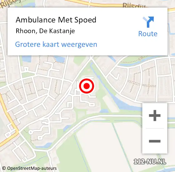 Locatie op kaart van de 112 melding: Ambulance Met Spoed Naar Rhoon, De Kastanje op 26 december 2021 01:19