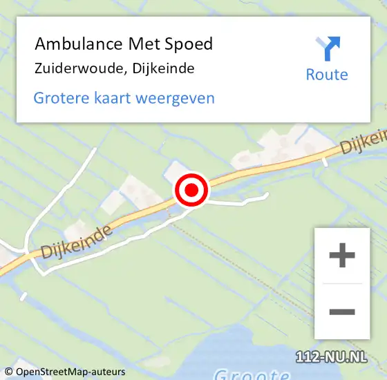 Locatie op kaart van de 112 melding: Ambulance Met Spoed Naar Zuiderwoude, Dijkeinde op 26 december 2021 01:20