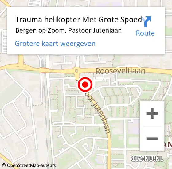 Locatie op kaart van de 112 melding: Trauma helikopter Met Grote Spoed Naar Bergen op Zoom, Pastoor Jutenlaan op 26 december 2021 01:26