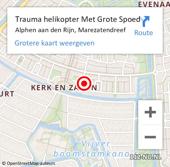 Locatie op kaart van de 112 melding: Trauma helikopter Met Grote Spoed Naar Alphen aan den Rijn, Marezatendreef op 26 december 2021 01:51