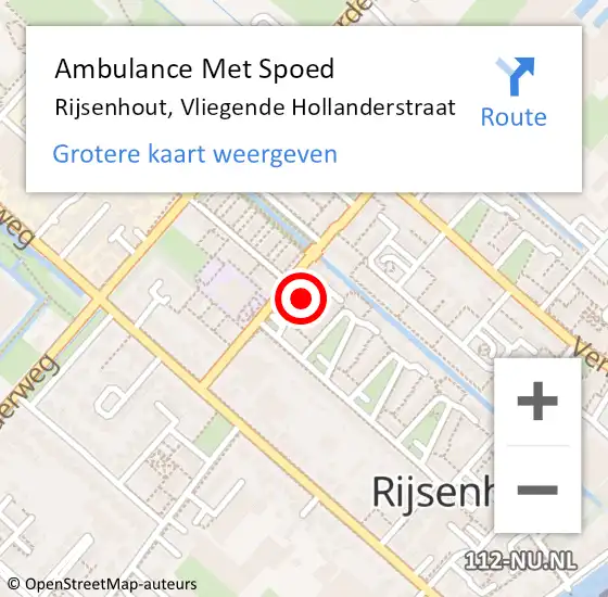 Locatie op kaart van de 112 melding: Ambulance Met Spoed Naar Rijsenhout, Vliegende Hollanderstraat op 26 december 2021 02:04