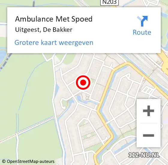 Locatie op kaart van de 112 melding: Ambulance Met Spoed Naar Uitgeest, De Bakker op 26 december 2021 02:14