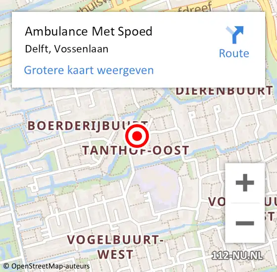 Locatie op kaart van de 112 melding: Ambulance Met Spoed Naar Delft, Vossenlaan op 26 december 2021 02:23