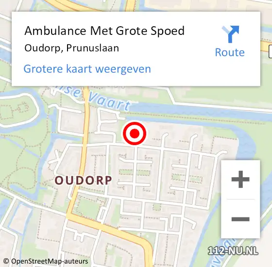 Locatie op kaart van de 112 melding: Ambulance Met Grote Spoed Naar Oudorp, Prunuslaan op 26 december 2021 03:05