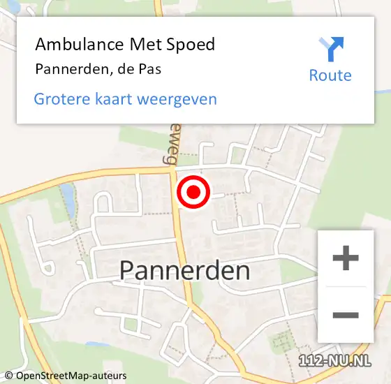 Locatie op kaart van de 112 melding: Ambulance Met Spoed Naar Pannerden, de Pas op 26 december 2021 03:10