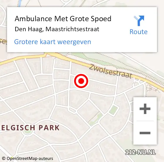 Locatie op kaart van de 112 melding: Ambulance Met Grote Spoed Naar Den Haag, Maastrichtsestraat op 26 december 2021 04:08