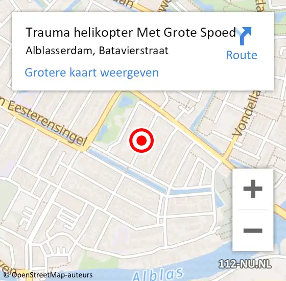 Locatie op kaart van de 112 melding: Trauma helikopter Met Grote Spoed Naar Alblasserdam, Batavierstraat op 26 december 2021 04:34