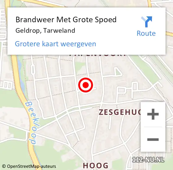 Locatie op kaart van de 112 melding: Brandweer Met Grote Spoed Naar Geldrop, Tarweland op 26 december 2021 05:08