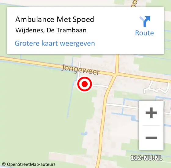 Locatie op kaart van de 112 melding: Ambulance Met Spoed Naar Wijdenes, De Trambaan op 26 december 2021 05:09