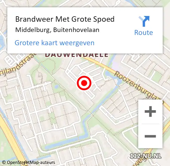 Locatie op kaart van de 112 melding: Brandweer Met Grote Spoed Naar Middelburg, Buitenhovelaan op 26 december 2021 05:30