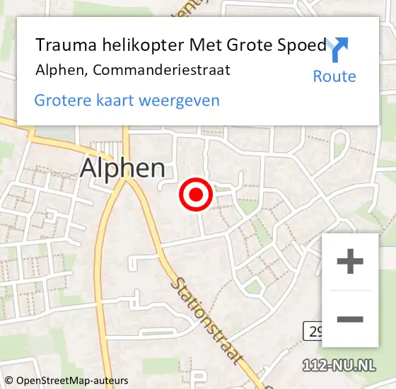 Locatie op kaart van de 112 melding: Trauma helikopter Met Grote Spoed Naar Alphen, Commanderiestraat op 26 december 2021 06:17