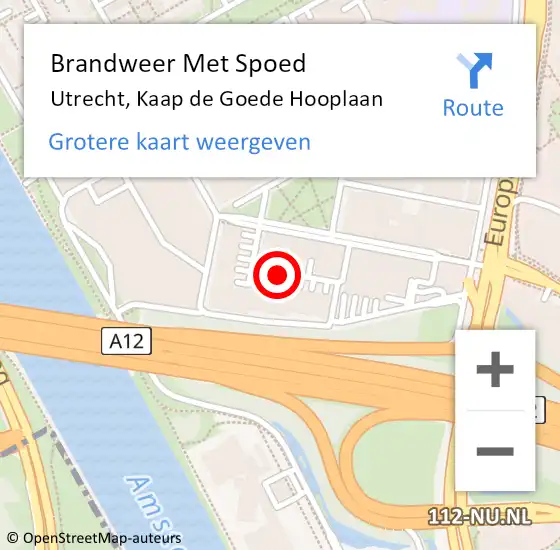 Locatie op kaart van de 112 melding: Brandweer Met Spoed Naar Utrecht, Kaap de Goede Hooplaan op 26 december 2021 06:56