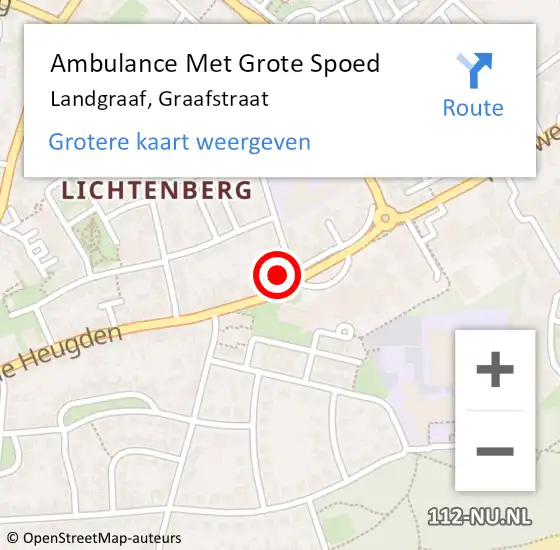 Locatie op kaart van de 112 melding: Ambulance Met Grote Spoed Naar Landgraaf, Graafstraat op 3 juli 2014 12:06