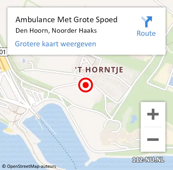 Locatie op kaart van de 112 melding: Ambulance Met Grote Spoed Naar Den Hoorn, Noorder Haaks op 26 december 2021 08:18