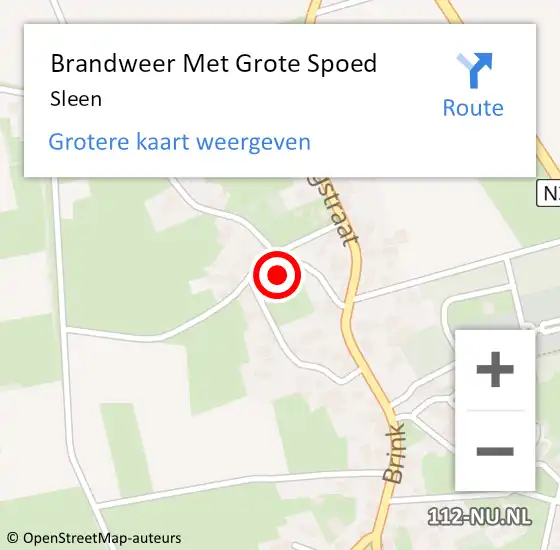 Locatie op kaart van de 112 melding: Brandweer Met Grote Spoed Naar Sleen op 26 december 2021 08:27