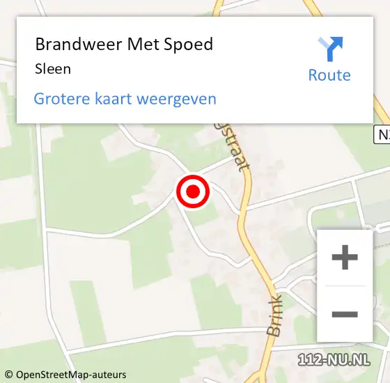 Locatie op kaart van de 112 melding: Brandweer Met Spoed Naar Sleen op 26 december 2021 08:43