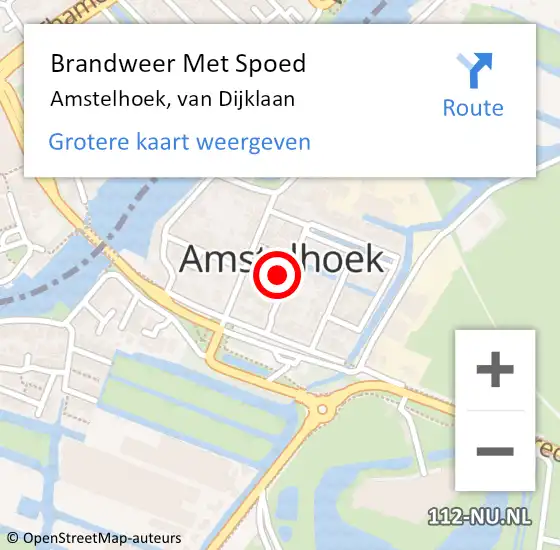 Locatie op kaart van de 112 melding: Brandweer Met Spoed Naar Amstelhoek, van Dijklaan op 26 december 2021 09:05