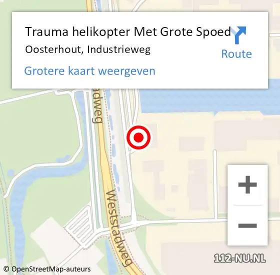 Locatie op kaart van de 112 melding: Trauma helikopter Met Grote Spoed Naar Oosterhout, Industrieweg op 26 december 2021 09:05