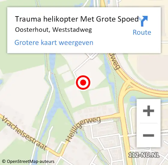 Locatie op kaart van de 112 melding: Trauma helikopter Met Grote Spoed Naar Oosterhout, Weststadweg op 26 december 2021 09:10