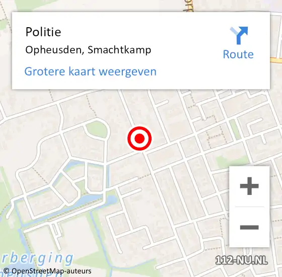 Locatie op kaart van de 112 melding: Politie Opheusden, Smachtkamp op 26 december 2021 09:14