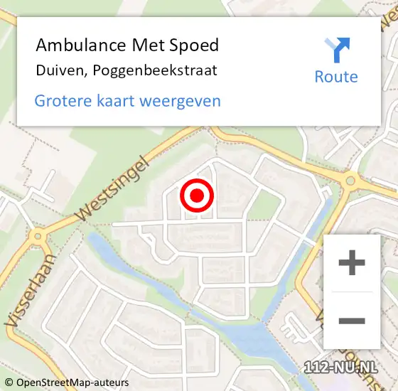 Locatie op kaart van de 112 melding: Ambulance Met Spoed Naar Duiven, Poggenbeekstraat op 26 december 2021 09:26