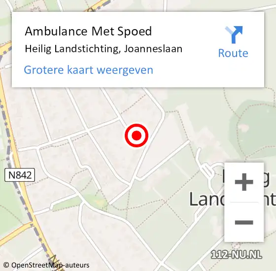 Locatie op kaart van de 112 melding: Ambulance Met Spoed Naar Heilig Landstichting, Joanneslaan op 26 december 2021 09:27