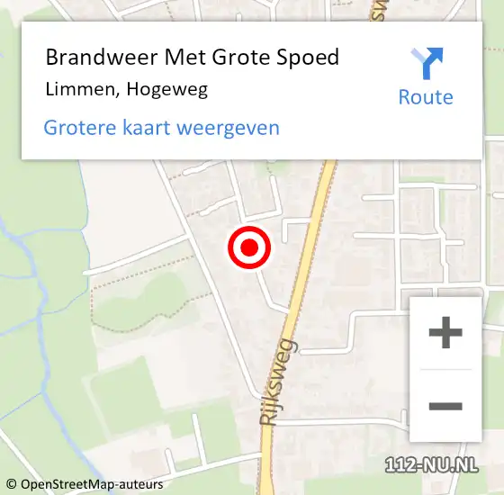 Locatie op kaart van de 112 melding: Brandweer Met Grote Spoed Naar Limmen, Hogeweg op 26 december 2021 09:33