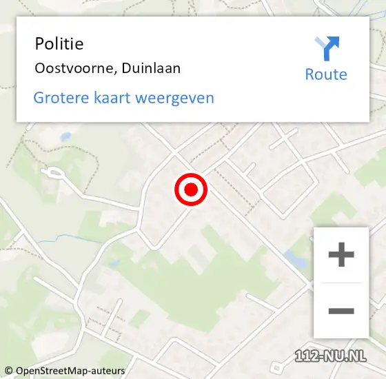 Locatie op kaart van de 112 melding: Politie Oostvoorne, Duinlaan op 26 december 2021 09:34