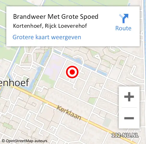 Locatie op kaart van de 112 melding: Brandweer Met Grote Spoed Naar Kortenhoef, Rijck Loeverehof op 26 december 2021 10:33