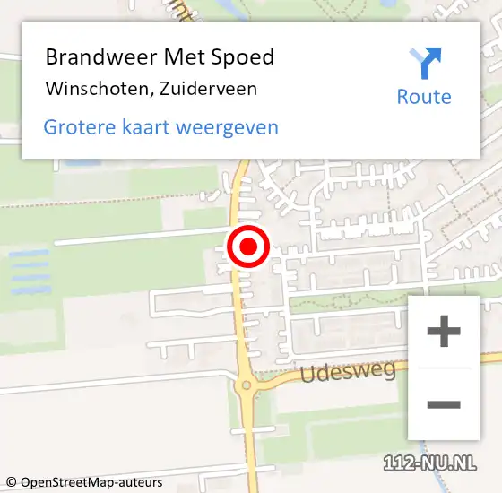 Locatie op kaart van de 112 melding: Brandweer Met Spoed Naar Winschoten, Zuiderveen op 26 december 2021 10:38