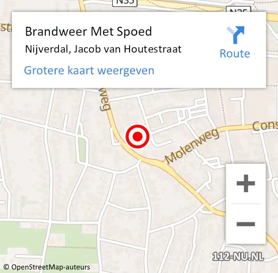 Locatie op kaart van de 112 melding: Brandweer Met Spoed Naar Nijverdal, Jacob van Houtestraat op 26 december 2021 10:49