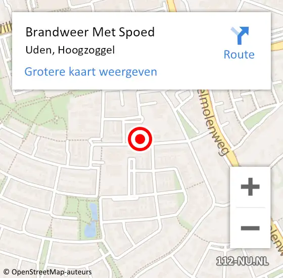 Locatie op kaart van de 112 melding: Brandweer Met Spoed Naar Uden, Hoogzoggel op 26 december 2021 10:55