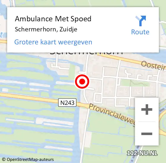 Locatie op kaart van de 112 melding: Ambulance Met Spoed Naar Schermerhorn, Zuidje op 26 december 2021 11:18