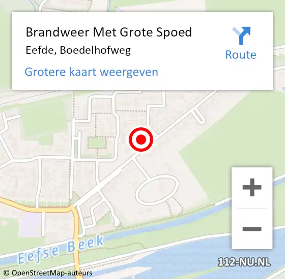 Locatie op kaart van de 112 melding: Brandweer Met Grote Spoed Naar Eefde, Boedelhofweg op 26 december 2021 11:39