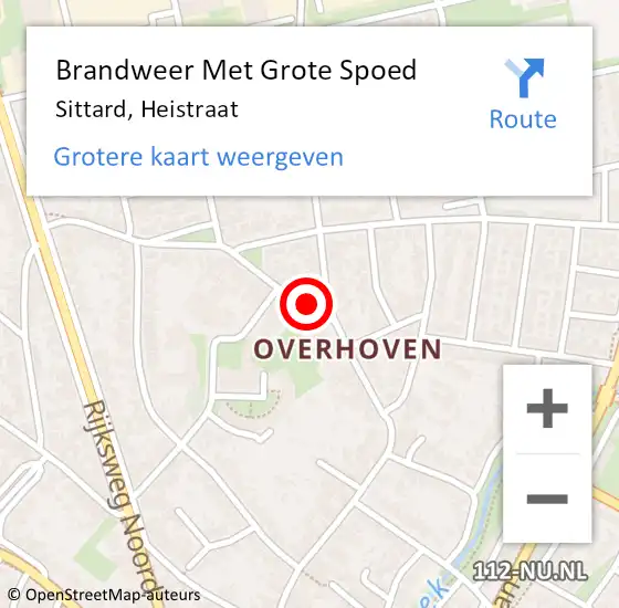 Locatie op kaart van de 112 melding: Brandweer Met Grote Spoed Naar Sittard, Heistraat op 26 december 2021 11:49