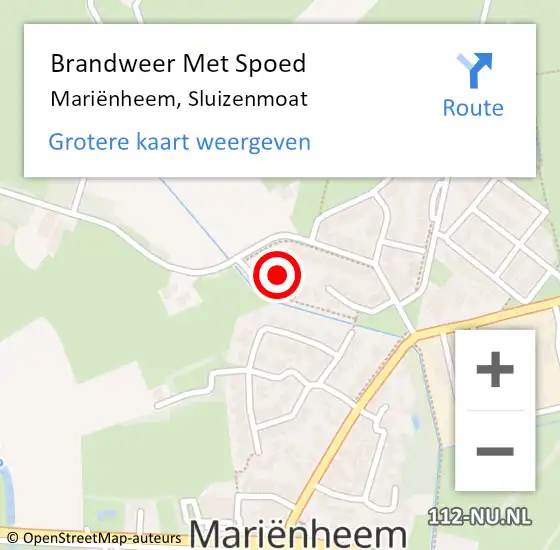 Locatie op kaart van de 112 melding: Brandweer Met Spoed Naar Mariënheem, Sluizenmoat op 26 december 2021 11:54