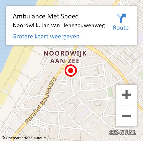 Locatie op kaart van de 112 melding: Ambulance Met Spoed Naar Noordwijk, Jan van Henegouwenweg op 26 december 2021 11:58