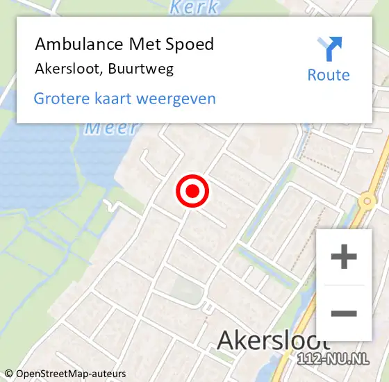 Locatie op kaart van de 112 melding: Ambulance Met Spoed Naar Akersloot, Buurtweg op 26 december 2021 12:08