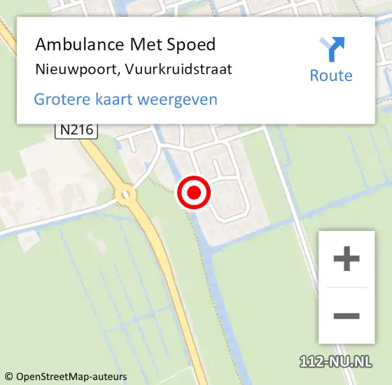 Locatie op kaart van de 112 melding: Ambulance Met Spoed Naar Nieuwpoort, Vuurkruidstraat op 26 december 2021 12:10