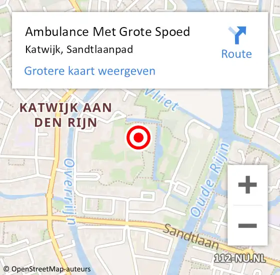 Locatie op kaart van de 112 melding: Ambulance Met Grote Spoed Naar Katwijk, Sandtlaanpad op 26 december 2021 12:22